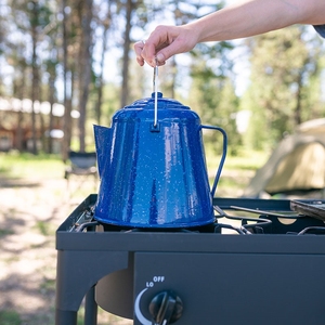 <span class=keywords><strong>Cafetera</strong></span> Percoladora de Metal Esmaltado de 12 Tazas, Resistente, Estilo Clásico, con Diseño Azul Moteado, para Exteriores, Senderismo y Camping, con Impresión de Logotipo Personalizado - Product Image 6