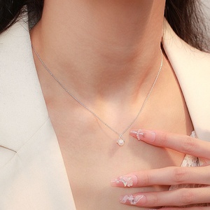 Nouveau Collier Élégant pour Femme 2026 avec Pendentif Perle <span class=keywords><strong>Blanche</strong></span> en Argent Sterling 999, Chaîne Clavicule Style Japonais - Product Image 4