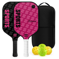 Raquette de Pickleball en Fibre de Carbone Nid d'Abeille T700, Texturée, Givrée, Allongée, 41,6 cm, 16 mm, pour Enfants, Ensemble Portable avec Sac de Transport