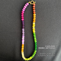 Vente en gros vacances d'été à la plage best-seller collier de perles arc-en-ciel en acier inoxydable bijoux faits main à la mode pour femmes
