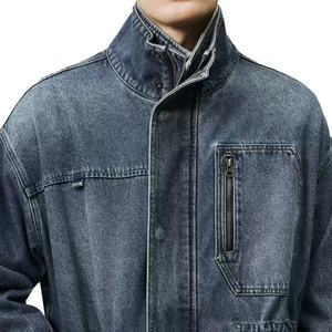 Chaqueta Corta de Mezclilla Azul Personalizada para Hombre, Alta Calidad, 100% Algodón Lavado, Estilo Vintage, con Múltiples Bolsillos - Product Image 2