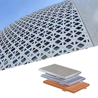 Panneau composite perforé incurvé décoratif haute densité, mur-rideau en aluminium, panneaux de placage en aluminium