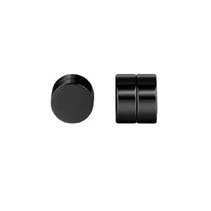 <b>Magnetic</b> Clip-On <b>Earrings</b> <b>For</b> <b>Men</b> Black Silver Square Round Zircon Geometric Titanium Steel Minimalist Trendy Fashion Jewelry - Product Image 4