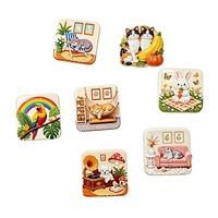 Jolies aimants de réfrigérateur 3D avec des chats, des chiens, des perroquets, des lapins - Décorations de maison en résine fabriquées en Chine - Cadeaux