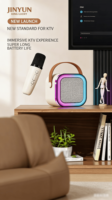 Ensemble de karaoké miniature tout-en-un K12 avec éclairage LED RVB, microphone sans fil double 5W Bluetooth, alimenté par batterie, pour les familles