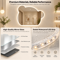 Miroir de salle de bain LED en forme d'ours, miroir mural anti-buée, miroir de vanité à double commande tactile, lumière à 3 couleurs, gradation progressive