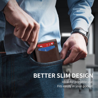 Portefeuille homme personnalisé en cuir PU fin avec puce de suivi GPS, porte-cartes magnétique détachable en aluminium, portefeuille homme