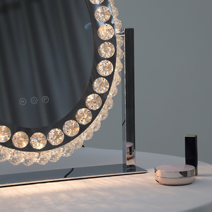 2024 Hot Sale Touch Switch NEW Arrival <strong>Oval</strong> Vintage Desktop <strong>LED</strong> Lighted Crystal Makeup Vanity <strong>Mirror</strong> - Product Image 5