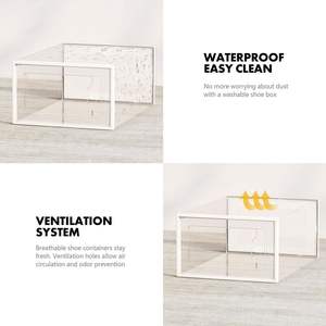 Caja de Almacenamiento de Zapatos Plegable, Apilable y Desmontable de Plástico Grande para Ahorrar Espacio en Armarios y Guardarropas, Organizador de Zapatos de un Solo Nivel - Product Image 4