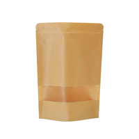 Sacs d'emballage en papier kraft avec fenêtre, personnalisables avec logo, en PVC de qualité alimentaire, à fermeture éclair, à fond plat