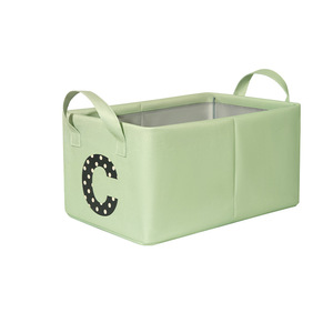 Fabric Storage <b>Basket</b> Green 23L <b>Foldable</b> Rectangle With Letter C Pattern For Bedroom Toy Organizer - Product Image 5