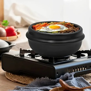 한국 돌 냄비 밥솥-비빔밥 된장국용 가스 가열 석기 캐서롤 고온 저항 - Product Image 4