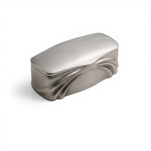 Caja Rectangular de Metal Plateado para Frutos Secos, Contenedor de Lujo para Dátiles con Relieve de Ondas Fluidas, Lata Decorativa para Regalo, Eventos y Fiestas - Product Image 1