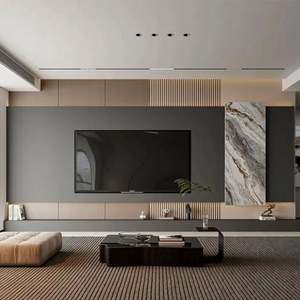 Modern Luxury High Quality Wooden <b>TV</b> Cabinet and Coffee Table for Living Room with Background Wall - Product Image 3