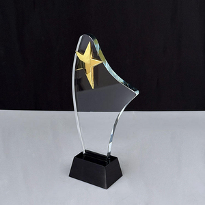 Trofeos de premio de placa de cristal en blanco con estrella dorada - Product Image 1
