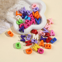 160 pièces de perles en plastique pour chaîne de téléphone portable, perles acryliques plaquées UV, irisées, grand trou, 20 mm, lettres de l'alphabet