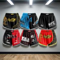Vente en gros de shorts de boxe thaï rétro design personnalisé impression numérique broderie ensemble familial tissu extensible respirant pour hommes femmes