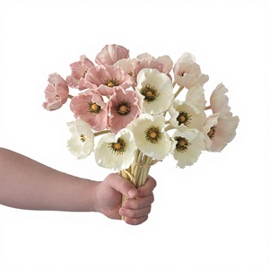 Fiori Finti di Papavero a 7 Teste, Realistici al Tatto, per Decorazioni Matrimoni <span class=keywords><strong>e</strong></span> Hotel, Modello A24-2-2, con Effetto Goffrato <span class=keywords><strong>e</strong></span> Idratante - Product Image 1