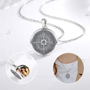 Merryshine 925 sterling silver segui i tuoi sogni bussola collana personalizzata con ciondolo immagine fai da te - Product Image 3