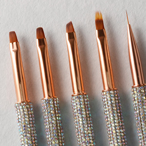 <span class=keywords><strong>Outil</strong></span> de luxe multifonctionnel pour nail art en gel UV, avec poils synthétiques, pour liner plat ombré, manche à strass incliné, et capuchon de protection. - Product Image 2