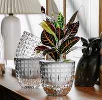 Pot Bunga Sukulen Self-Watering Transparan PP dengan Lubang Drainase, Desain Stylish untuk Penggunaan di Lantai