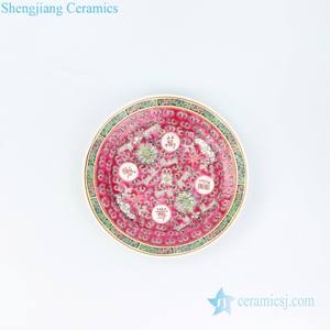 RZPV03 Vaisselle en céramique de la dynastie Qing de Jingdezhen, rouge pastel, vert <span class=keywords><strong>et</strong></span> jaune, assiette de table en porcelaine - Product Image 3