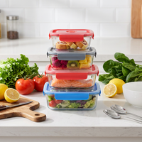Contenants en verre pour micro-ondes, résistants au four, pour la préparation des aliments, avec couvercles, et adaptés au congélateur.