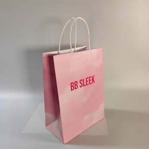 KM Merchandise <b>Bags</b> Pure Color Eco Friendly Shop Plain Kraft Paper <b>Bags</b> Light <b>pink</b> Small Size for Presents with logo - Product Image 6