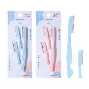 Recortador de cejas plegable LMLTOP 3 en 1 con 2 cuchillas, paquete rosa y azul A0815 - Product Image 1