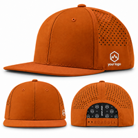 Casquettes de baseball personnalisées en similicuir orange, découpées au laser, respirantes, à visière plate, avec logo, boîte cadeau, vente en gros, OEM, ODM, streetwear