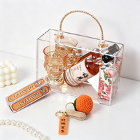 Sac cadeau en acrylique transparent de luxe avec poignée en perles pour fleurs, souvenirs, cadeaux de mariage, demoiselles d'honneur