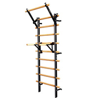 Escalera sueca multifuncional ajustable y portátil, barra de dominadas de madera, barras paralelas horizontales montadas en la pared, equipo de fitness de madera