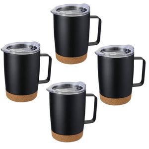 Wholesale Custom Logo 13oz 304 Stainless Steel Coffee <b>Mug</b> Cork Base Cups With Handle Bpa Free Flip Lid Promotional Gift - Product Image 3
