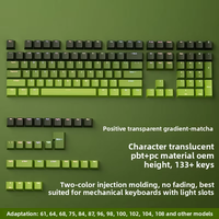 In-stock Wholesale Matcha Keycaps Gradient Positive Print 133-key OEM Height Two-color Injection Mold Mechanical Keyboard Switch