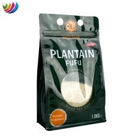 Sachet d'emballage alimentaire personnalisé à fond plat, imprimé, pour farine de maïs/manioc/blé, transparent en PE, recyclable, avec fermeture éclair