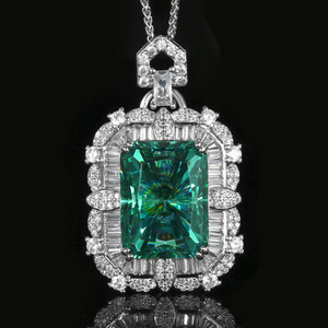 high-end Jewelry Set Reddish Chepala Green Square Diamond Pendant Set Main Stone 15*20 Wholesale - Product Image 3