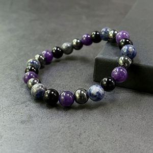 Natural Stone Bracelet Colorful Glass Beaded Holistic Wellness Strategic Quick Lead Time <b>Engraved</b> Logo - Product Image 1
