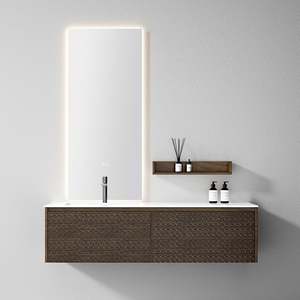 Customized Small Modern Bathroom Vanity Plywood Environmental Friendly LED Mirror Cabinet Soft-close Blums Hardware Include - Product Image 1