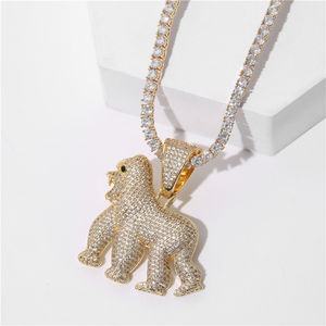 2020 la migliore vendita di alta qualità miami choker moda hip hop donna uomo placcato oro 18 carati zircone <span class=keywords><strong>King</strong></span> <span class=keywords><strong>Kong</strong></span> animale ciondolo hip hop - Product Image 4