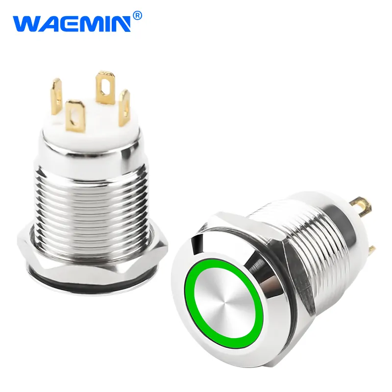 12Mm Xe Máy Chuyển Đổi Nút Sừng Mini Không Thấm Nước Đẩy Nút Chuyển Đổi Tạm Thời Nhựa 24 V 220 V Đầu Phẳng Màu Hồng Max Tím