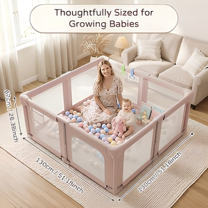 Enclos de jeu pliable pour bébé et tout-petit avec coussin, balles océaniques, anneaux de traction, en tissu Oxford respirant et doux, panneau de jeu intérieur/extérieur - Product Image 5