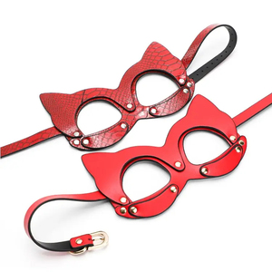 Máscara de gato de cuero Sexy gótico con orejas Bdsm fetiche media cara para <span class=keywords><strong>Catwomen</strong></span> para carnaval Halloween mascarada fiesta Bondage Gear - Product Image 6