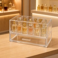 Boîte de rangement pour parfums en acrylique Calic, transparente, avec 12 compartiments et tiroir, pour boutique de parfums, taille personnalisée, OEM, vente en gros