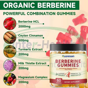 Gomitas de Berberina Hcl Sin Azúcar Ausreson OEM, Complejo de Gomitas con Cúrcuma y Canela de Ceilán, Suplementos Alimenticios - Product Image 3