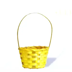 Mini bandeja de almacenamiento con mango, cesta decorativa de flores, cestas de bambú para huevos de Pascua, venta al por mayor, China