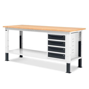 Fami WORK2003 Établi réglable de 200cm avec plateau en bois et armoire à 4 tiroirs - Product Image 3