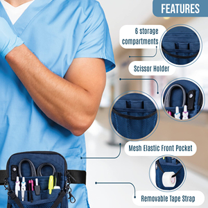 Sac banane pour infirmière avec poches pour équipement médical, ceinture porte-outils pour infirmière avec porte-ruban adhésif pour stéthoscopes - Product Image 3