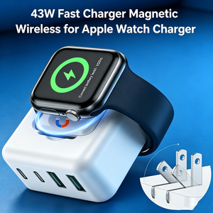 Hnt ขายส่ง2C 43W + 2A ชาร์จเร็วแบบพับได้พร้อมแม่เหล็กไร้สายสำหรับ <span class=keywords><strong>Apple</strong></span> <span class=keywords><strong>Watch</strong></span> อแดปเตอร์หลายช่องทนไฟสำหรับ <span class=keywords><strong>iPhone</strong></span> - Product Image 1