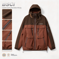 Coupe-vent ample personnalisé en microfibre à blocs de couleur pour homme, à capuche, manches longues, ourlet élastique, sportif, séchage rapide, pour le printemps et les activités de plein air