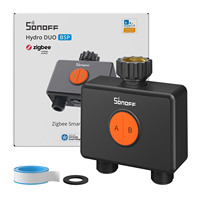 SONOFF Minuteur d'arrosage de jardin 2 sorties, vanne d'eau intelligente double canal Zigbee Hydro DUO avec débitmètre SWV-ZF2E